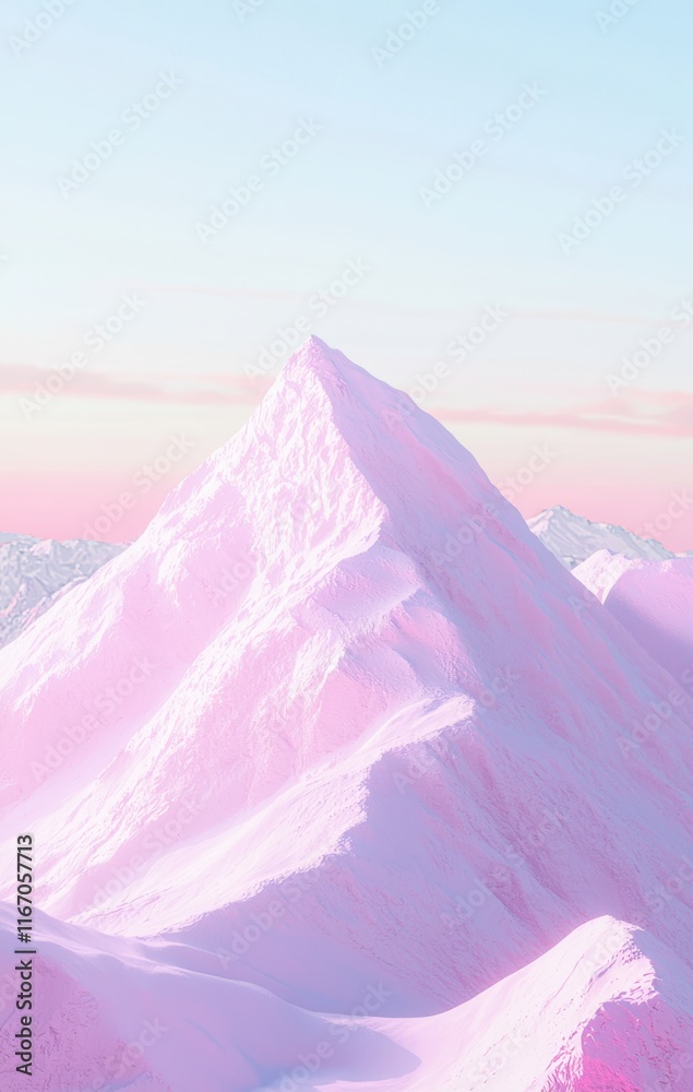Pink Snow-Capped Mountain Peak at Sunset Pink Snow-Capped Mountain Peak at Sunset