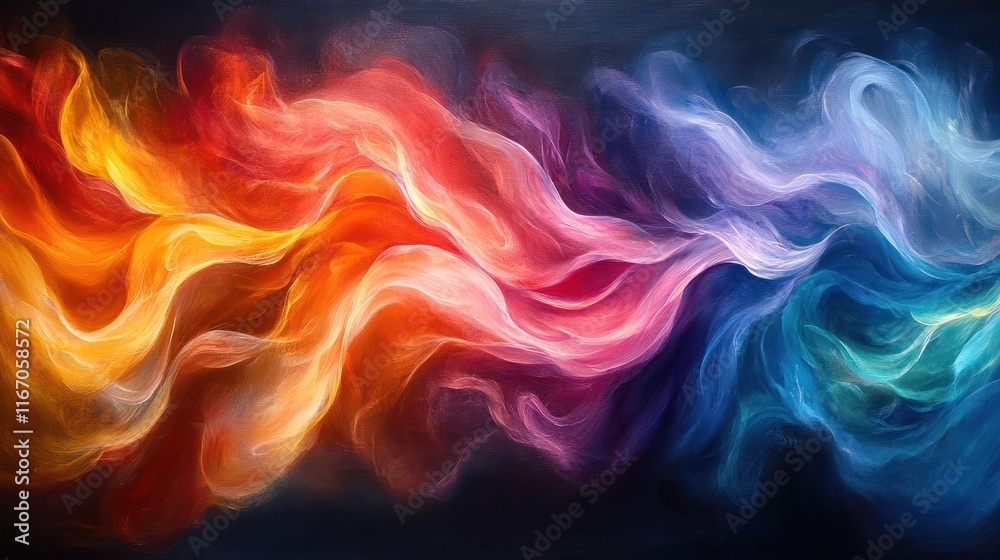 Obraz premium Abstract colorful wave patterns on a dark background.