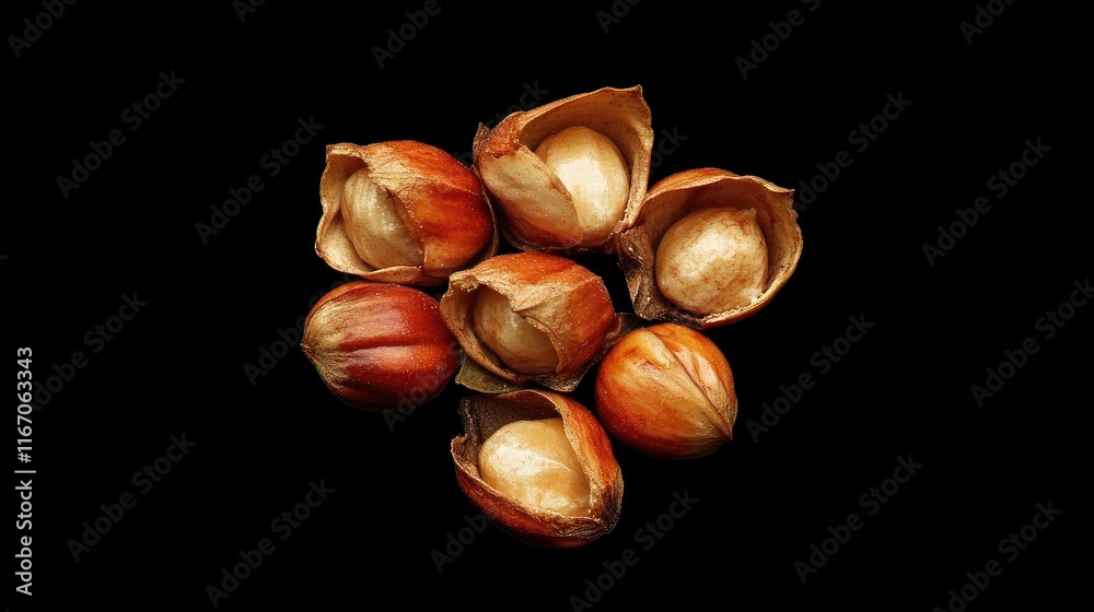 Nut seeds of Lepisanthes fruticosa arranged on a dark background showcasing their unique texture and natural colors. Nut seeds of Lepisanthes fruticosa arranged on a dark background showcasing their unique texture and natural colors.