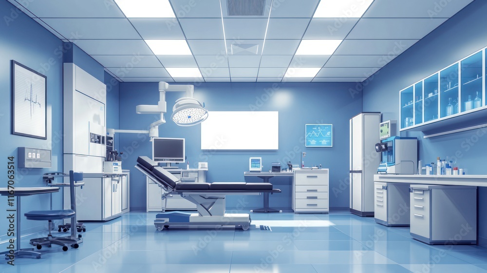 Modern medical examination room with equipment. Modern medical examination room with equipment.