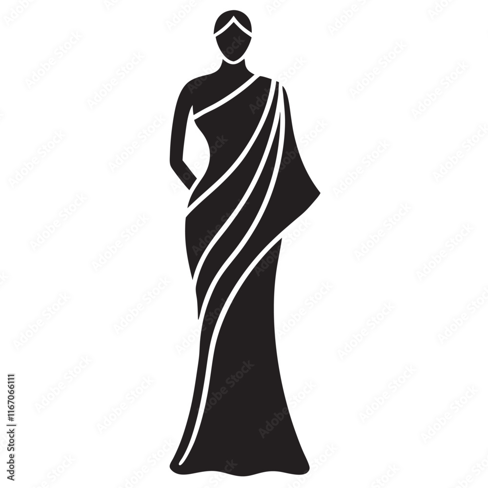 Vector saree with women figure clothing logo design Vector saree with women figure clothing logo design