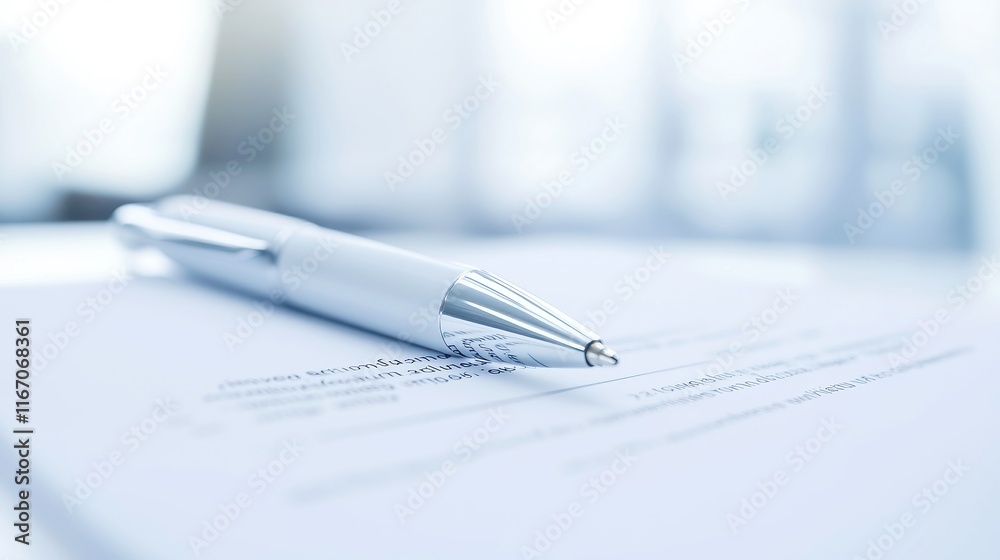Pen resting on a contract, application form spread out, ample free space surrounding, inviting atmosphere, emphasizes importance of documentation and decision-making Pen resting on a contract, application form spread out, ample free space surrounding, inviting atmosphere, emphasizes importance of documentation and decision-making