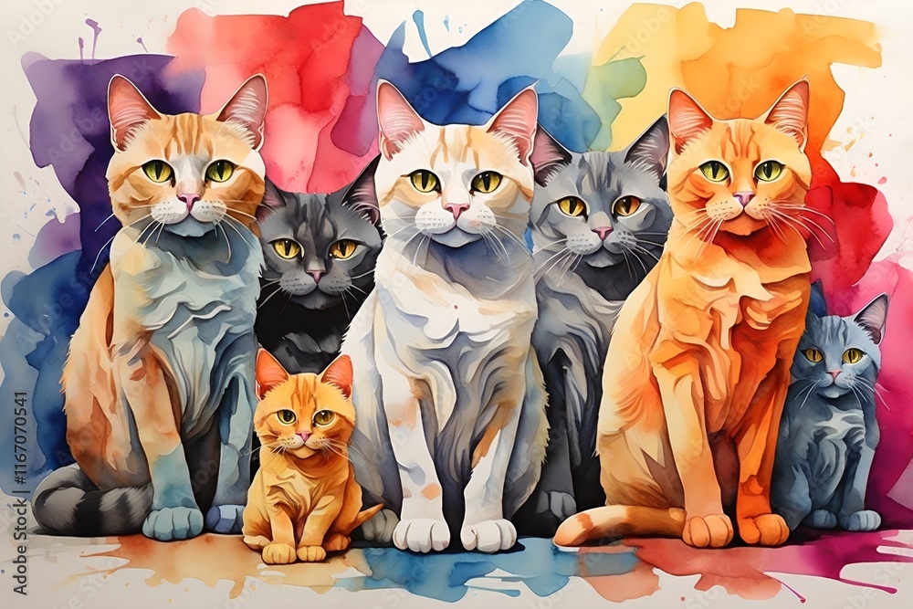 Fototapeta premium Cats Watercolour
