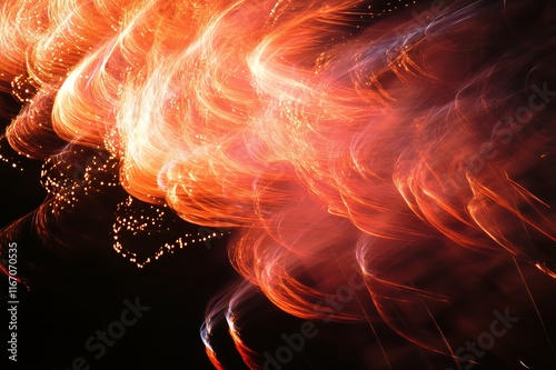 Fiery Abstract Light Trails Dance Across Night Sky