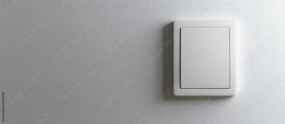Minimalist light switch on a pristine white wall perfect for modern interior design concepts and home renovation projects. Minimalist light switch on a pristine white wall perfect for modern interior design concepts and home renovation projects.