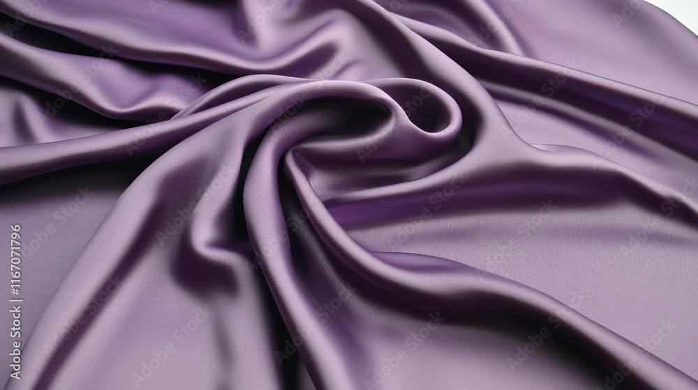 Obraz premium Luxurious purple satin fabric elegantly draped, showcasing smooth texture and vibrant color, perfect for stylish textiles and fashion graphy.