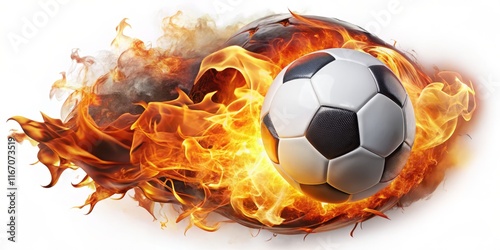 Wallpaper Mural Flaming Soccer Ball: Fiery Football Isolated on White Background Torontodigital.ca