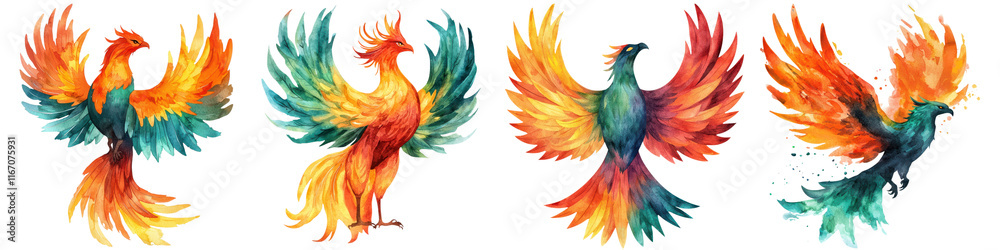 Obraz premium Fiery Mythical Firebird with Vibrant Feathers in Flight