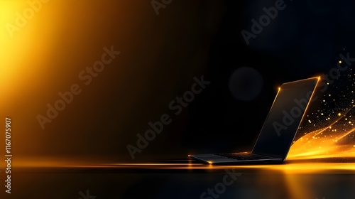 ultra minimalistic modern in sketch style orange and black, laptop and success, forex trading fractals, deep dark shadows photo