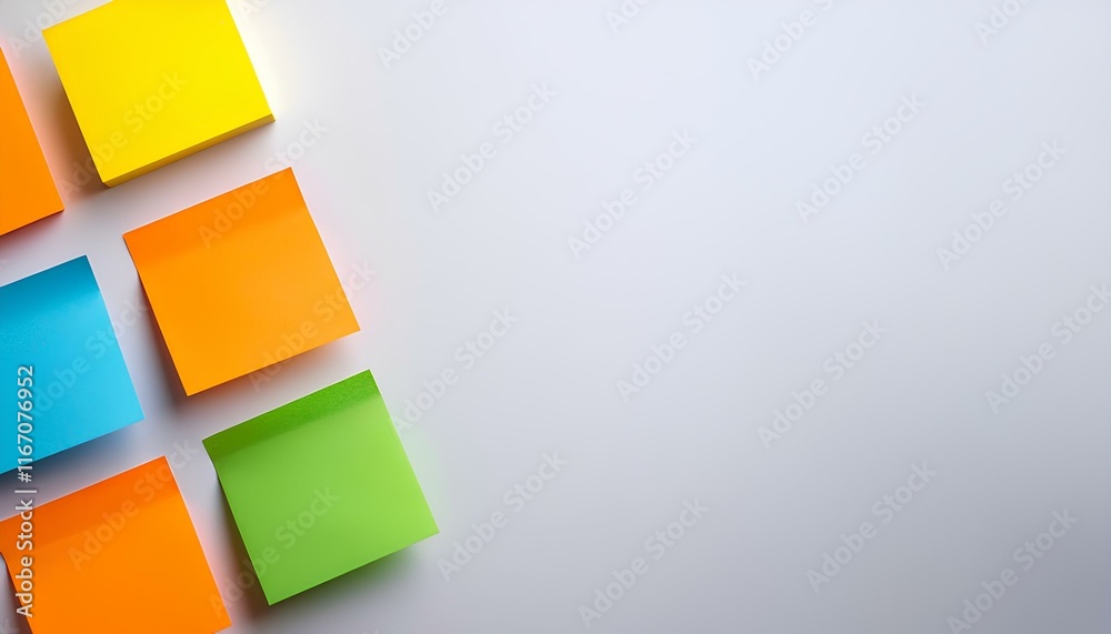 sticky notes on a white background for school and office concept.