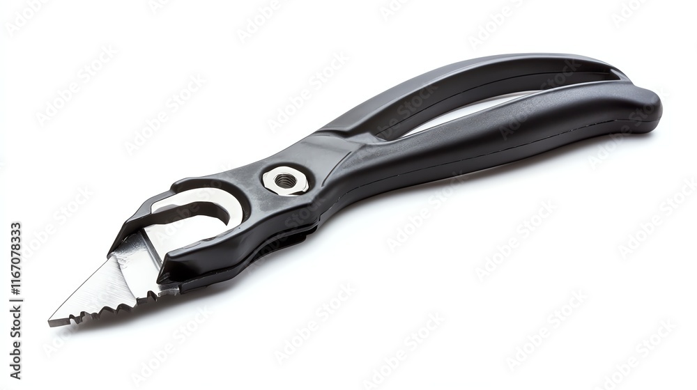 Close-up of a black pliers on a white isolated background. Close-up of a black pliers on a white isolated background.