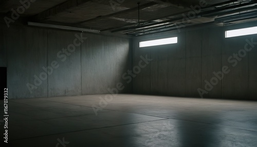Empty Room with Concrete Walls and Windows 7458