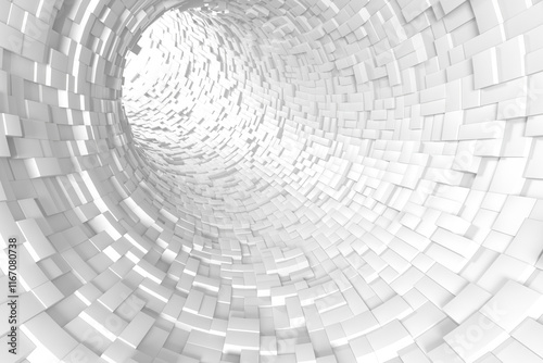 Fototapeta Naklejka Na Ścianę i Meble -  Futuristic abstract geometric tunnel with white cubes. 3d render