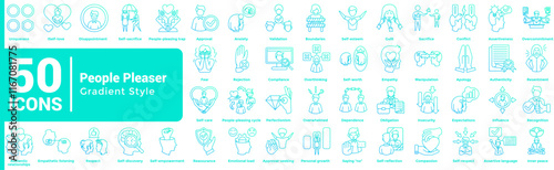 People Pleaser 50 icon set in gradient style