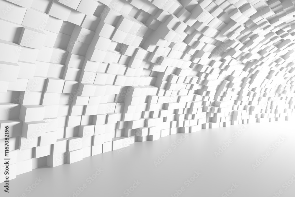 Abstract white cubic wall pattern for modern interior design and architecture inspiration. 3d render Abstract white cubic wall pattern for modern interior design and architecture inspiration. 3d render
