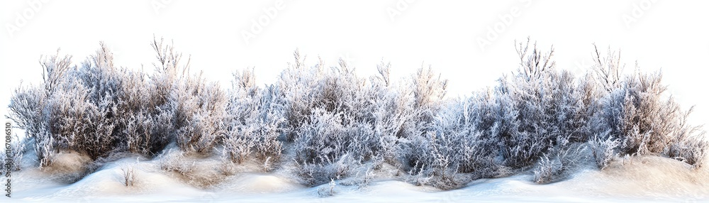 Frosted shrub with snow on white isolated background. Frosted shrub with snow on white isolated background.