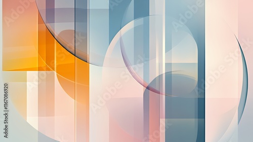 Abstract Geometric Design Featuring Pastel Colors and Curves