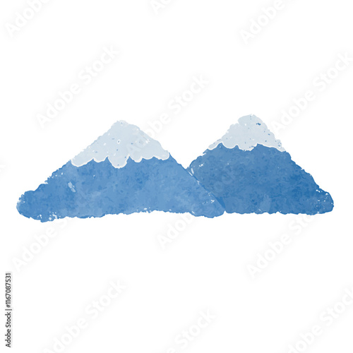 Kids crayon hand drawn mountain illustration