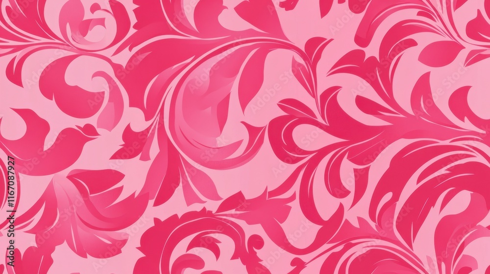 Pink Floral Damask Seamless Pattern Design Pink Floral Damask Seamless Pattern Design