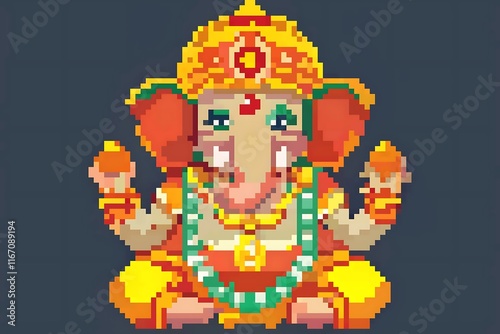 Ganesh Pixel art | Ganesh Chaturthi Festival | Hindus around the world | Vinayaka Chaturthi, Vinayaka Chavithi photo