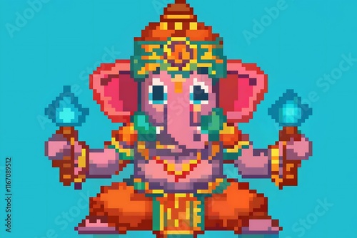 Ganesh Pixel art | Ganesh Chaturthi Festival | Hindus around the world | Vinayaka Chaturthi, Vinayaka Chavithi photo