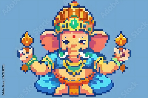 Ganesh Pixel art | Ganesh Chaturthi Festival | Hindus around the world | Vinayaka Chaturthi, Vinayaka Chavithi photo