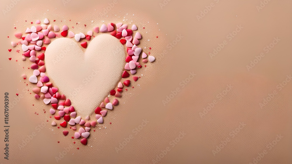 A creative banner with a heart formed by sprinkled sand, paired with A creative banner with a heart formed by sprinkled sand, paired with