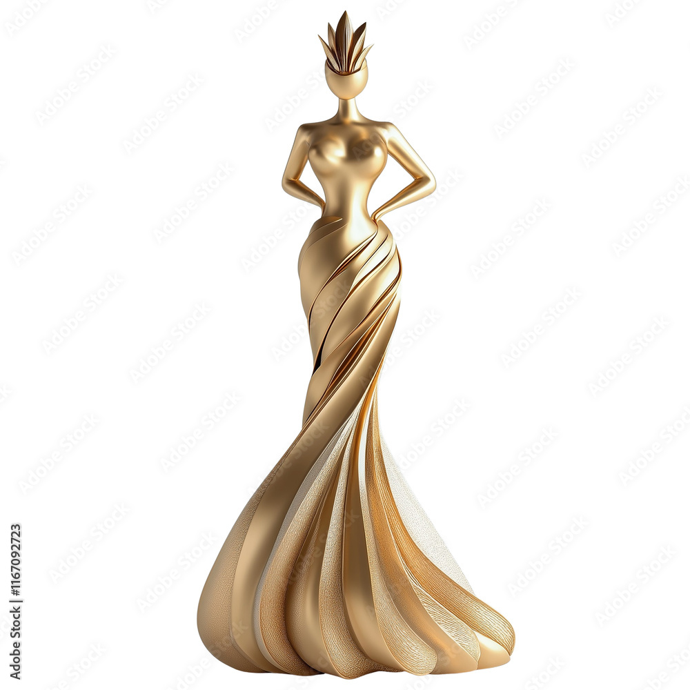 Stylish golden trophy designed for girls achievements, featuring a sleek and elegant design, isolated on a transparent background. Stylish golden trophy designed for girls achievements, featuring a sleek and elegant design, isolated on a transparent background.