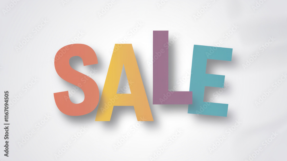 Vibrant Multicolor 3D Sale Text on White Background Vibrant Multicolor 3D Sale Text on White Background
