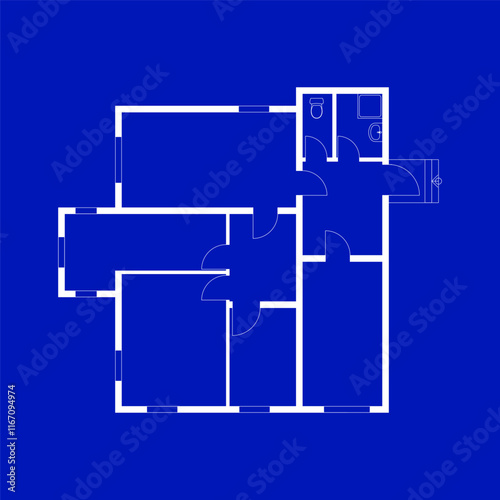 Blueprint floor plan of a modern apartment. Vector Illustration. Architectural  background.