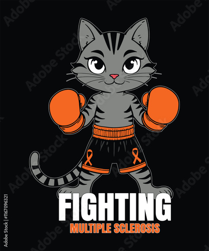 Cat Boxer Fighting Multiple Sclerosis T-shirt
