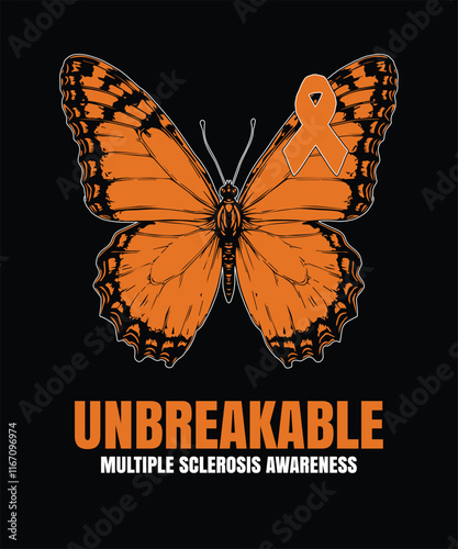 Unbreakable Multiple Sclerosis Awareness Butterfly Graphic
