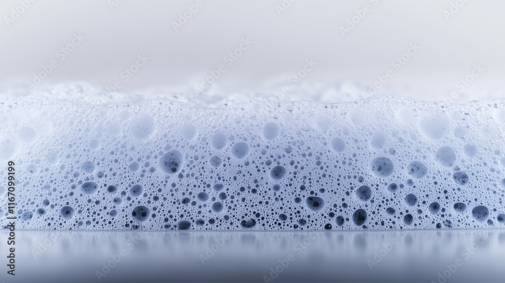 Obraz premium Layered soap bubbles creating a frothy texture in cool tones. hygiene and freshness concepts
