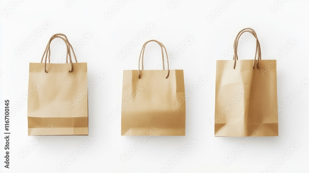 Set of paper shopping bag, file of isolated cut-out object on white background, mockup template for the design, Shopping sale delivery concept Set of paper shopping bag, file of isolated cut-out object on white background, mockup template for the design, Shopping sale delivery concept