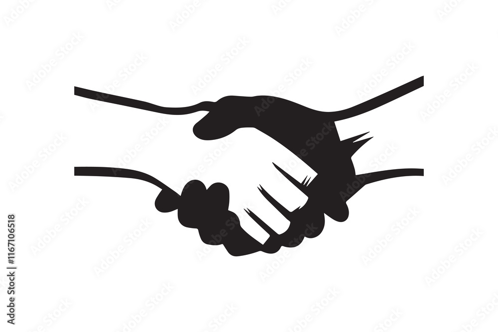 Obraz premium Hand shaking vector and silhouette