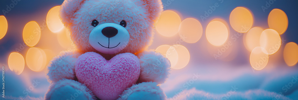 custom made wallpaper toronto digitalTeddy bear holding a heart. Valentine's day banner. Love you background