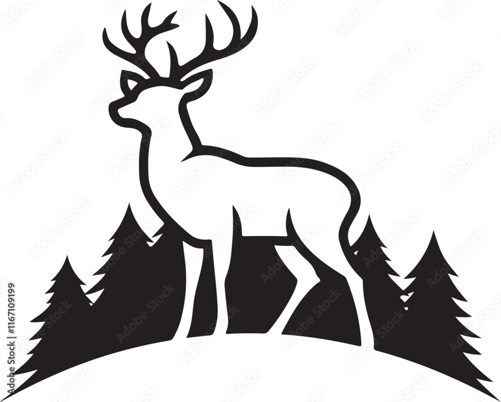 Obraz premium A Deer logo icon silhouette style