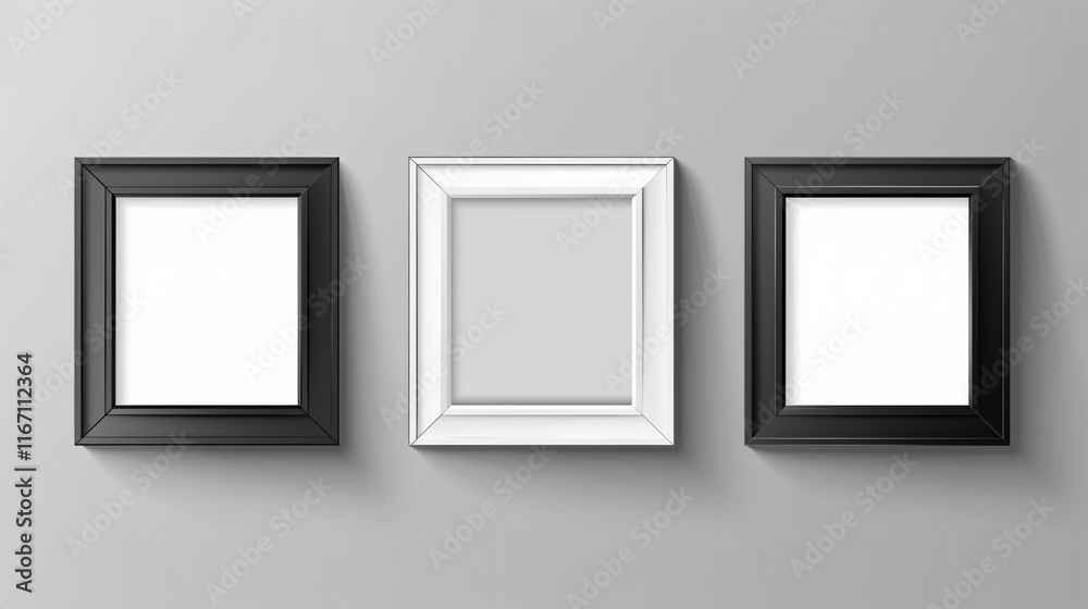 Realistic Black and White Square Frames for Paintings Realistic Black and White Square Frames for Paintings