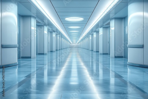 minimalist hospital corridor interior design bright space blurred background modern architecture