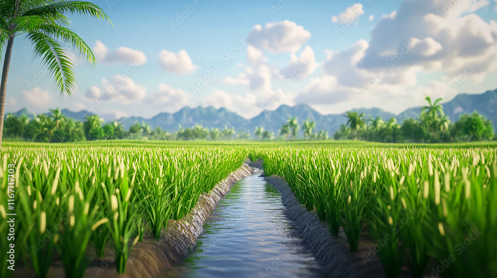 rice field and blue sky rice field and blue sky