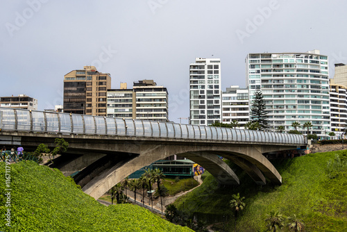The bridge for cars and pedestrians inside Lima, Peru
