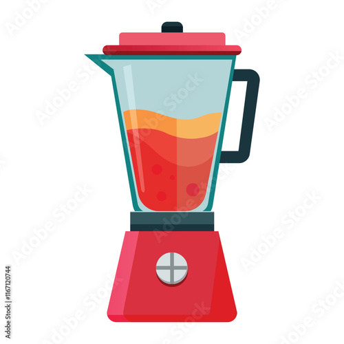 Illustration of Fruit or Vegetable Blender with Liquid inside on white