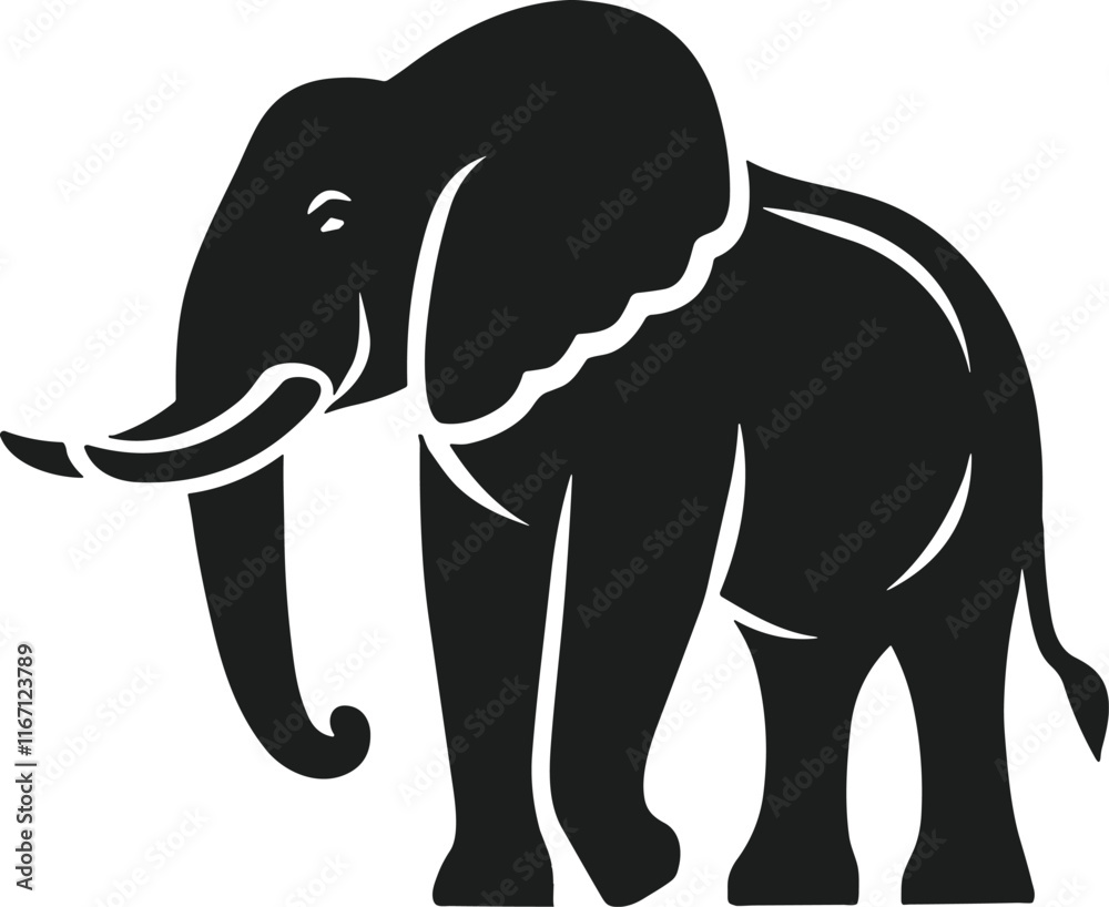 Fototapeta premium Elegant Elephant Silhouette Vector Illustration for Wildlife Designs