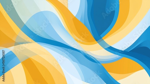 Intertwined waves in blue and yellow gradient tones