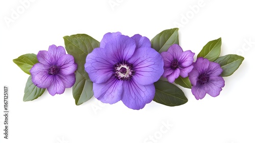 Purple Flowers and Green Leaves Floral Arrangement