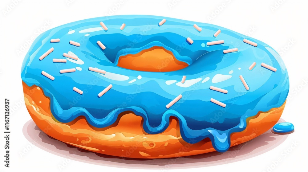 Fototapeta premium Vibrant Blue Glazed Donut - Sweet Bakery Confectionery Dessert Photography