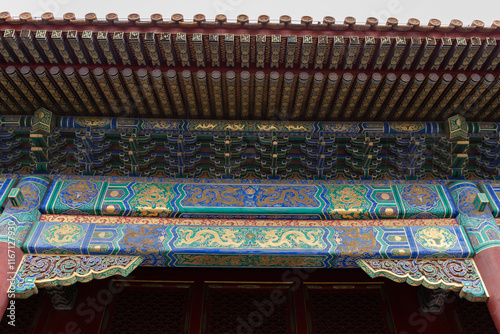 Eaves of ancient buildings in the Forbidden City in Beijing, China