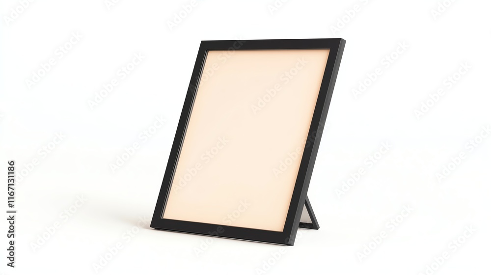 Empty black photo frame on a white isolated background.