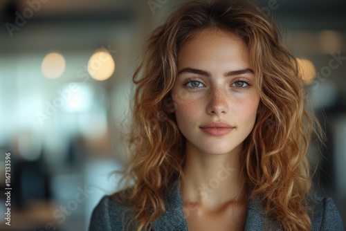 Smiling Professional Woman in Blazer at Modern Office Workspace Free Download Smiling Professional Woman in Blazer at Modern Office Workspace - GFXLoad