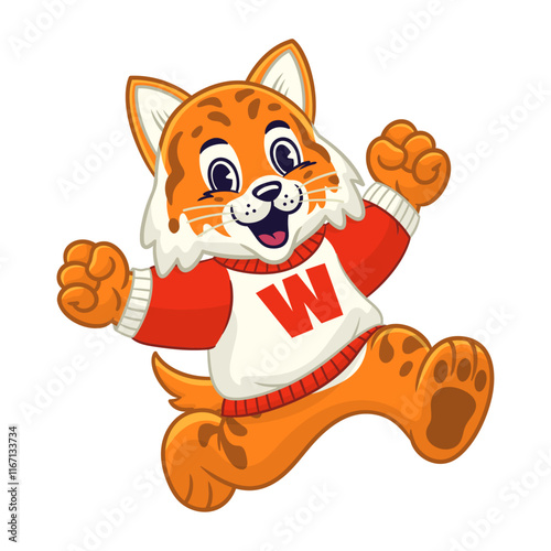 Joyful Wildcat College Mascot Character